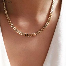 Width 357MM Cuban Stainless Steel Link Chains Necklace for Women Punk Gold Colour Stacking Choker Chain on Neck Hip Hop Jewellery L230704