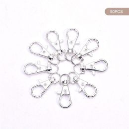 Keychains 50 Pcs Metal Silver Swivel Clasps Lanyard Snap Hook Lobster Claw Clasp DIY Split Key Ring FJewelry Making292i