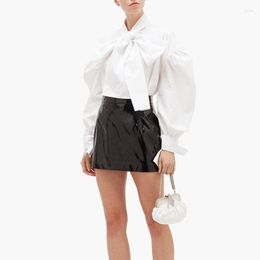 Skirts High Waist PU Leather A-line Women Sexy Patent Mini Office Lady Summer Vintage PVC Clubwear Custom