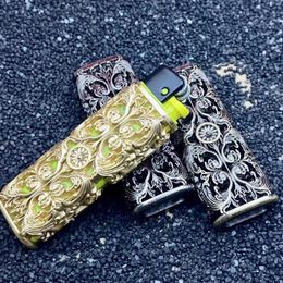 NEW Smoking Colorful Metal Alloy Replaceable ED1 Lighter Casing Case Shell Innovative Hollow Out Protection Sleeve Portable Sheath Herb Tobacco Cigarette Holder
