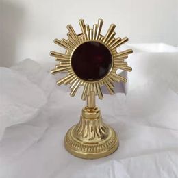 Decorative Objects Figurines Holy Box Ostensorium Catholic Holy Exquisite Pure Copper Reliquary Christian Monstrance Church Gift Home Decoration 230712