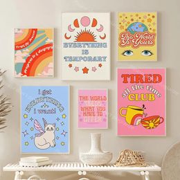 Cartoon Abstract Colourful Poster Childish Cute Art Quote Canvas Painting Print Nursery Wall Mural Picture Living Room Home Decor w06