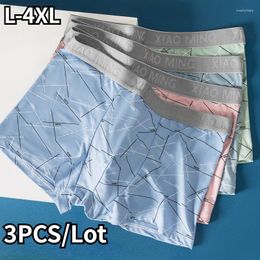 Underpants 3PCS/Lot Mens Underwear Milk Silk Breathable Sissy Boxershorts U Convex Pouch Male Panties Large Size L-4XL Boxers