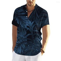 Men's Casual Shirts Shirt Stand-Up Collar Simple Fashion 3d Pattern Street Beach Short Sleeve Summer Clothing Large Size