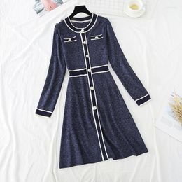 Casual Dresses Autumn Dress Women Thin Royal Elegant Long-Sleeved Euro Style Urban Ladies Long Sleeves Knee-length Pullover