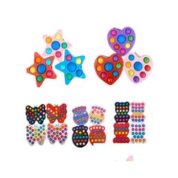 Decompression Toy Butterfly Jellyfish Heart Star Bear Shapes Push Toys Sensory Bubble Board Stress Reliver Finger Fun Ball Family Pa Dhwcu