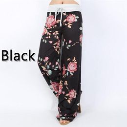 Sets Fashion Women Casual Loose Stretch Printing Long Wide Leg Yoga Pants Drawstring Lounge Pants Pama Pants