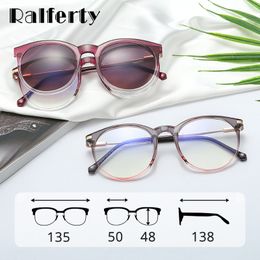 Sunglasses Ralferty Magnetic Round Sunglasses Women Polarised Clips on Glasses 2 In 1 Sunshades 0 Diopter Prescription Myopia Optical Frame 230713