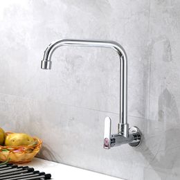 Mutfak muslukları pirinç kaplama lavabo musluk duvar montajı musluk 360 döner tek saplı soğuk su muslukları mikser G1/2 '