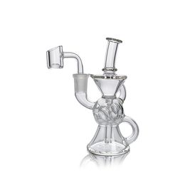 Waxmaid 5.51inches Leo Mini Glass Dab Rig glass bongs Recycler Bong with wax Oil rigs Unique Hive Ball with 6 holes design US warehouse retail order free shipping