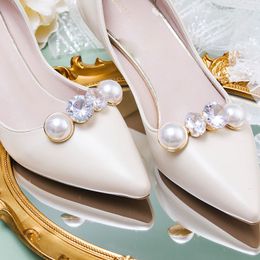 Shoe Parts Accessories Pearl shoe buckle accessories high heel shoe buckle square drill buckle removable wedding shoes decorative buckle shoe flower 230712