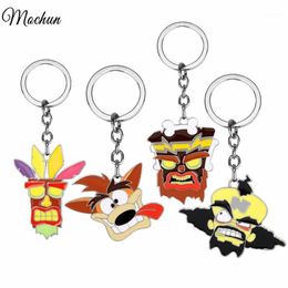 MQCHUN Crash Bandicoot Game Key Chains for Men Women Cosplay Dog Keychain Male Anime Jewellery Key Holders Keyring Souvenir1259N