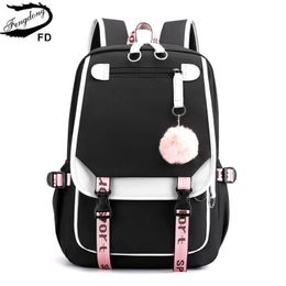 School Bags Fengdong Children's School Girls' Backpack Korean Black Pink Cute Backpack Youth Girls' Backpack 230713