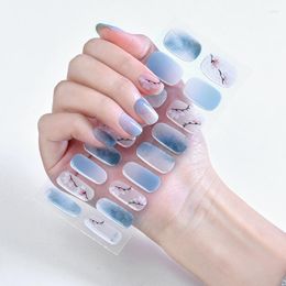 Nail Stickers 1 Sheet Long Lasting Adhesive Full Wrap Korean Gel Art Sticker Waterproof Semi Cured Polish