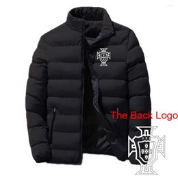 Men's Hoodies Footballer Portugal 2023 Winter 4Color Stand Collar Windbreak Cotton Zip Padded Jacket Casual Warm Outdoor Coat