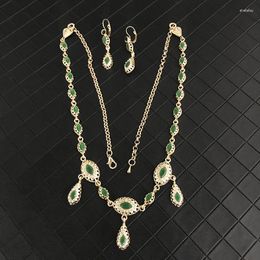 Necklace Earrings Set Vingate Elegant Women's Crystal Head Chain Jewelry Two Wearable Algerian Wedding Dress Engagement Hair Accessories