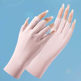 Five Fingers Gloves Summer Anti-uv Fingerless Gloves Semi-finger Driving Glove Ice Silk Half Fingers Gloves Sunscreen Breathable Thin Mittens 230712