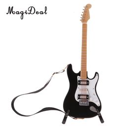 Kitchens Play Food 1/6 Scale Miniature Musical Instrument Craft Toys Electric Guitar Model Dollhouse Decoration Accessory Black 230713