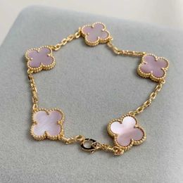 2023 Luxury Clover Designer Bracelet Mother of Pearl 18k Gold Brand Love Bangle Charm Bracelets Shining Crystal Jewellery for Women T2sp