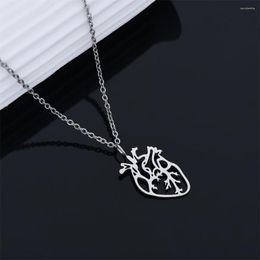 Pendant Necklaces Harong Delicate Heart Stainless Steel Fashion Punk Necklace Anatomy Student Internship Jewellery Gift