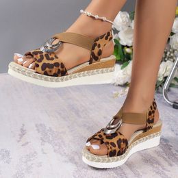 Decorazione stampata Metal Fashion Leopard Sandals Wedges Women's Sandalies Mujer Leggrepide Gladiatore Non slip Shoe Women 230713 388