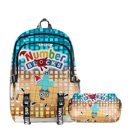 School Bags Game 3D Digital Building Blocks School Backpack Primary and Secondary School Students Boys and Girls Cartoon Anime Laptop Backpack Pen Case 230713