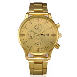 Luxury Men Watches Migeer Gold Watches Men Stainless Steel Quartz Wristwatches Reloj Hombre Orologio Uomo Relogio Masculino