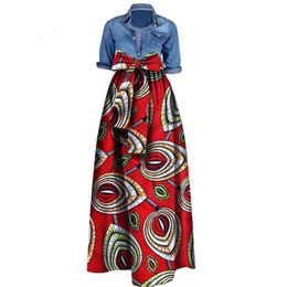 African Print Dresses for Women 2019 News Wax Fabric Skirts Traditioanal Dashiki Bazin Plus Size Party Fashion African Clothes261d