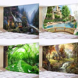 Tapestries Customizable Tapestry Art Decoration Blanket Curtain Home Bedroom Living Room Dream Forest Scenery Window Wall Hanging R230713