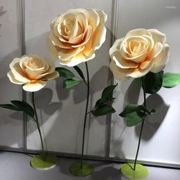 Decorative Flowers 3Pcs Set Large EVA Foam Paper Art Rose Flower Wedding Road Lead Birthday Party Backdrop Decor Window Layout Beauty Chen