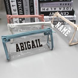 Cosmetic Bags Cases Custom Simple Transparent Pencil Case Large Capacity Pen Bag School Office Stationery Party Favours Gift 230712