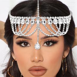 Headpieces Fashion Multilayer Rhinestone Hair Chain Water Droplet Pendant Accessories Selling Bridal Forehead Ornaments