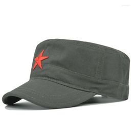 Ball Caps Fashion Red Star Men Cap Embroidered Flat Hats Army Outdoor Sun Casual Sports Tactical German Cadet Military