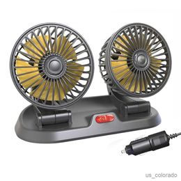 Electric Fans USB Vehicle Fan Dual Head Powerful 3-Speed Dashboard Air Outlet High Airflow Universal Fan Summer Accessories for Car Truck R230713