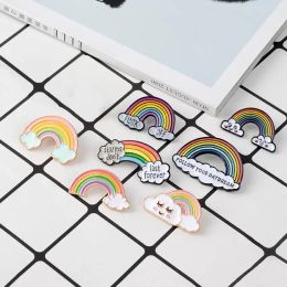 Cute Enamel Rainbow Cloud Brooch Pins Cartoon Lapel Pin for Women Men Top Dress Cosage Fashion Jewellery Will and