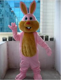 Pink Bunny Rabbit Mascot Costumes Christmas Fancy Party Dress Cartoon Character Outfit Suit Adults Size Carnival Easter Advertising Theme Clothing Customised