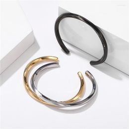 Bangle 2023 Simple Stainless Steel C-shaped Open Bracelet Versatile Couple Female Gift Wholesale