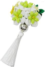 Stud Earrings Japanese Orchid Hair Pin Hairpin Headwear Classical Accessories Decorative Fit For Women Kimono Hanfu Handmade Green