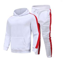 Men's Tracksuits Autumn & Winter Cotton Man Suit Mixed Colour Sports Block Hoodie Drawstring Full Guard Pants Warm Set Men Fashion Casual