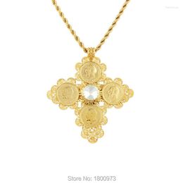 Pendant Necklaces Arrival Big Size Ethiopia Cross For Men Women Gold Color Crystal Fashion Jewelry African Christmas Gift