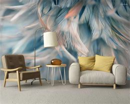 Wallpapers Decorative Wallpaper Small Fresh Style Feather Background Wall Painting