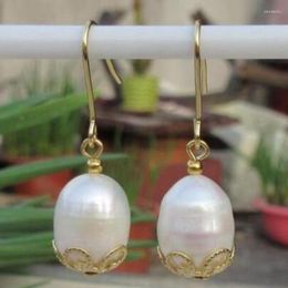 Dangle Earrings Free Shipiing Huge 10x12mm White Pearl 14K/20 Hook