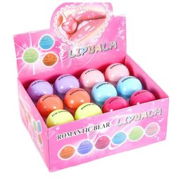 Lip Balm 24Pcs Romantic Bear Round Ball Lip Balm Set Fruit Flavoured Transparent Natural Moisturising Lip Balm Girls Kids Lips Care Bulk 230712