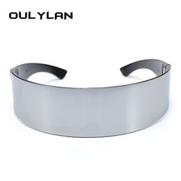 Oulylan Mens Wrap Sunglasses Women Hairband Integral Black Silver Shades Flat Top Novelty Costume Party Funny Strange Glasses