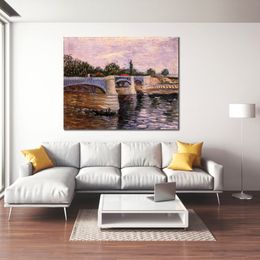 Vincent Van Gogh Canvas Art The Seine with The Pont De La Grande Jette Handmade Oil Painting Impressionist Artwork Home Decor