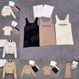 Designer Knitted Vest Dress Letter Print Women Knitting Top Tank Sweater Casual Short Sleeve Knits Tees Women Clothing