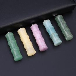 Pendant Necklaces Natural Stone Bamboos Charms India Agates Damation Jaspers For Making DIY Jewelry Necklace 42x12mm