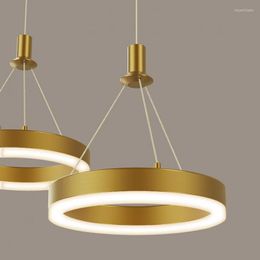 Pendant Lamps Long Painted Restaurant LED Chandelier Cord Fixture Luxury Copper Round Bar Small Dining Ceiling Chandeliers Luminaria