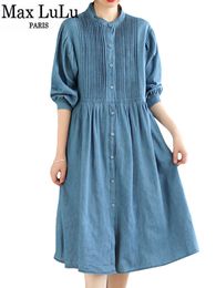 Urban Sexy Dresses Max LuLu 2023 British Designer Spring Long Clothing Womens Fashion Elegant Loose Denim Females Leisure Vintage Vestidos 230712