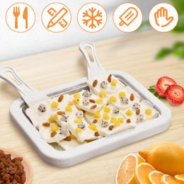 Ice Cream Tools Maker Pan with 2 Scrapers Plate Multifunctional Cold Sweet Fried Food Durable Rolled p230712